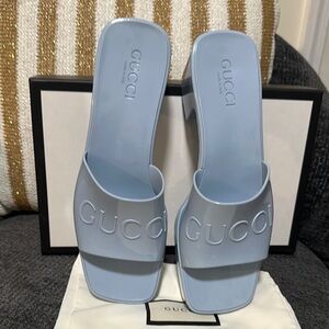 Gucci Blue Minimalist Slide Sandals